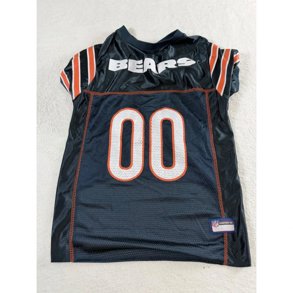 NFL Chicago Bears Dog Jersey Navy Blue Orange Mesh Pet Shirt Size Large 00
